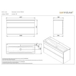 Sanindusa Meuble salle de bains suspendu 100x36 Look slow close blanc (vasque Look en option non inclus)
