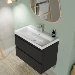 Meuble Vasque|Planète Bain Meuble salle de bain-80x37.5cm-Gain de place -Gris anthracite Mat-Moduo Slim