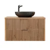 Petits-Meubles Meuble simple vasque 100cm Gaia Bois et Noir - Vasque Noir