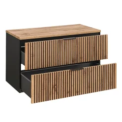 Petits-Meubles Meuble simple vasque 100cm Gaia Bois et Noir - Vasque Noir