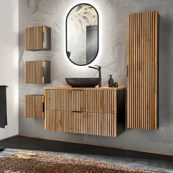 Petits-Meubles Meuble simple vasque 100cm Gaia Bois et Noir - Vasque Noir