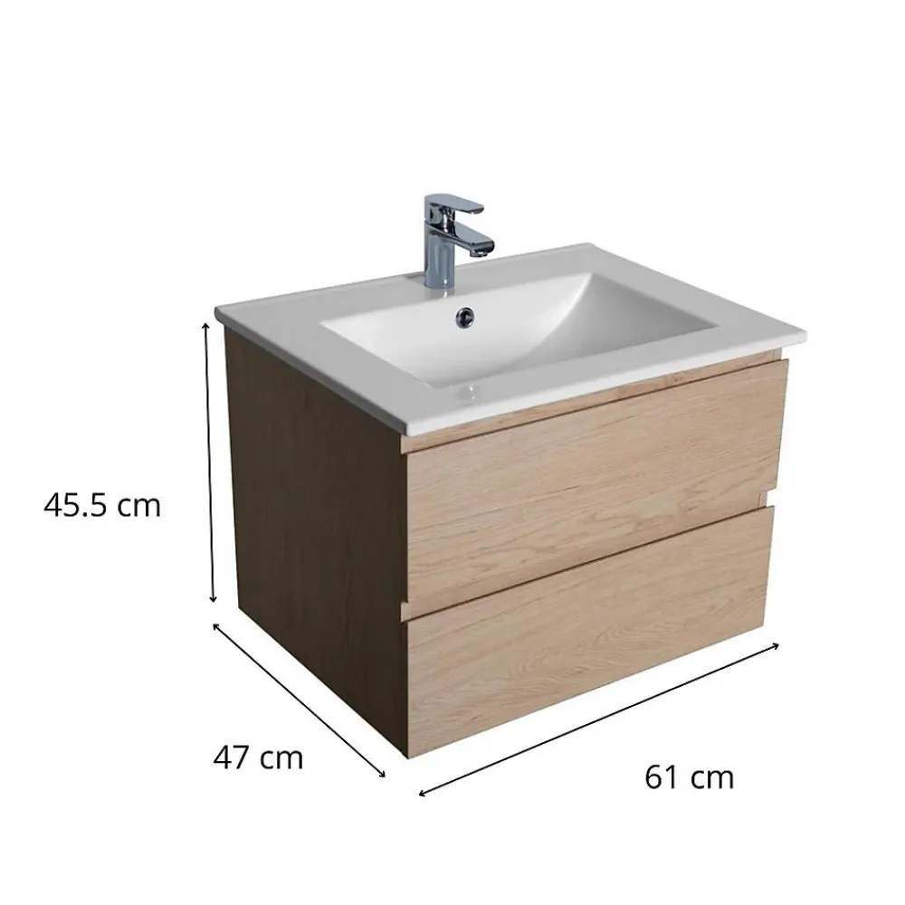 Mob-In Meuble simple vasque 60cm SORRENTO + vasque