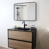 Essebagno Meuble simple vasque effet chêne et noir mat Indus