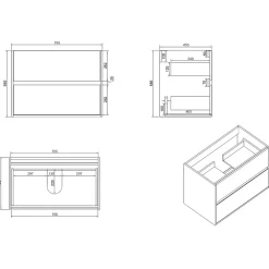 Essebagno Meuble simple vasque effet chêne et noir mat Indus
