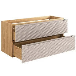 Petits-Meubles Meuble simple vasque encastree droite 120cm 2 tiroirs Elora Beige et bois