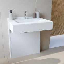 Cuisibane Meuble simple vasque PMR EPURE 70 cm - Blanc brillant