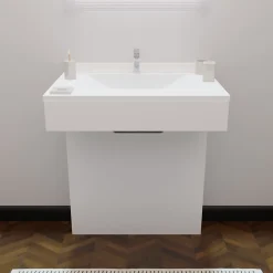 Cuisibane Meuble simple vasque PMR EPURE 70 cm - Blanc brillant