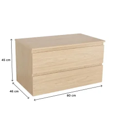 Meuble Vasque|Mob-In Meuble simple vasque SORRENTO décor chêne 80 cm