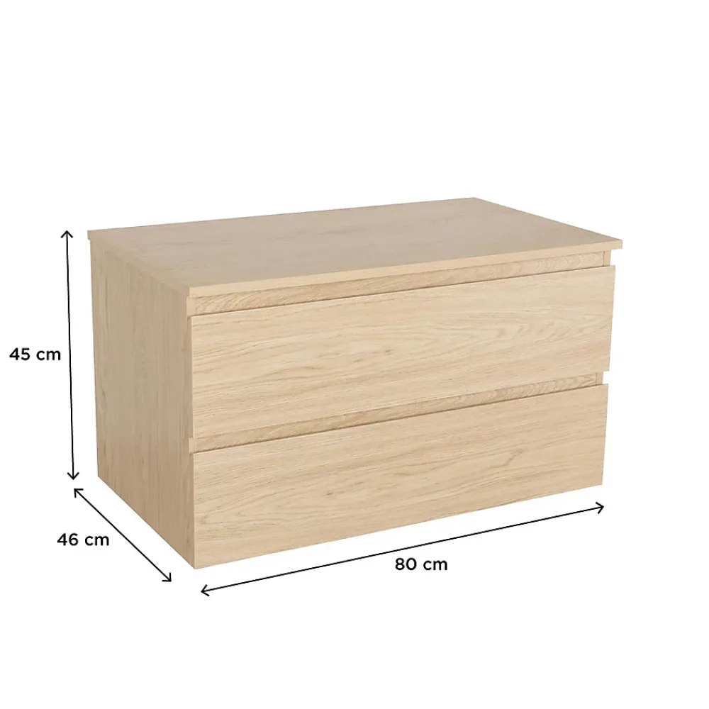 Meuble Vasque|Mob-In Meuble simple vasque SORRENTO décor chêne 80 cm