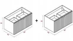 Furnidea Meuble sous double vasque suspendu HARMO 160 cm Façade rainuré cachemire semi-mat
