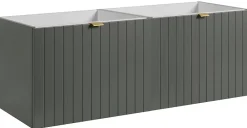 Meuble Sous Lavabo|Furnidea Meuble sous double vasque suspendu HARMO 120 cm Façade rainuré vert semi-mat