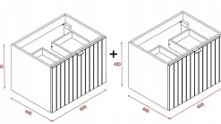 Meuble Sous Lavabo|Furnidea Meuble sous double vasque suspendu HARMO 120 cm Façade rainuré vert semi-mat