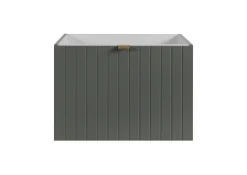 Meuble Sous Lavabo|Furnidea Meuble sous double vasque suspendu HARMO 120 cm Façade rainuré vert semi-mat