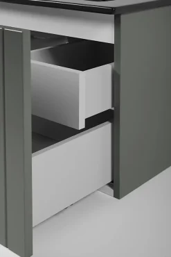 Meuble Sous Lavabo|Furnidea Meuble sous double vasque suspendu HARMO 120 cm Façade rainuré vert semi-mat