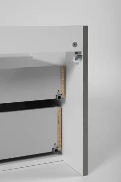 Meuble Sous Lavabo|Furnidea Meuble sous double vasque suspendu HARMO 120 cm Façade rainuré vert semi-mat