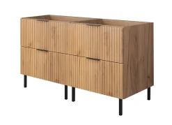 Furnidea Meuble sous double vasque sur pieds FLOW chêne craft 120 cm