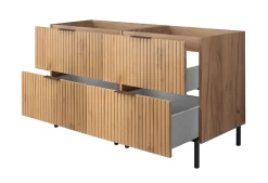 Furnidea Meuble sous double vasque sur pieds FLOW chêne craft 120 cm