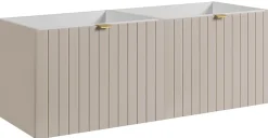 Meuble Sous Lavabo|Furnidea Meuble sous double vasque suspendu HARMO 120 cm Façade rainuré cachemire semi-mat