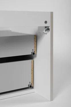 Meuble Sous Lavabo|Furnidea Meuble sous double vasque suspendu HARMO 120 cm Façade rainuré cachemire semi-mat