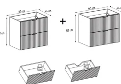 Meuble Vasque|Furnidea Meuble sous double vasque avec plan sur pieds FLOW chêne craft 120 cm