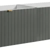 Furnidea Meuble sous double vasque suspendu HARMO 160 cm Façade rainuré vert semi-mat