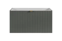 Furnidea Meuble sous double vasque suspendu HARMO 160 cm Façade rainuré vert semi-mat