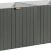 Meuble Sous Lavabo|Furnidea Meuble sous double vasque suspendu HARMO 100 cm Façade rainuré vert semi-mat