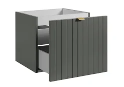 Meuble Sous Lavabo|Furnidea Meuble sous double vasque suspendu HARMO 100 cm Façade rainuré vert semi-mat