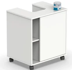 Meuble Sous Lavabo|Pegane Meuble sous lavabo 1 porte coloris blanc brillant - Hauteur 64 x Longueur 59 x Profondeur 45 cm