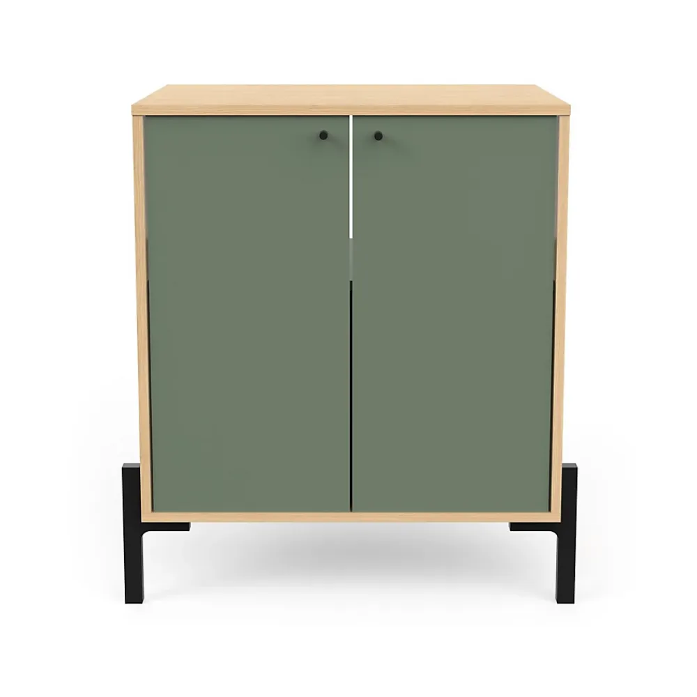 Meuble Vasque|Box & Beyond Meuble sous lavabo 2 portes bois naturel et vert 69 x 50 x 78 cm