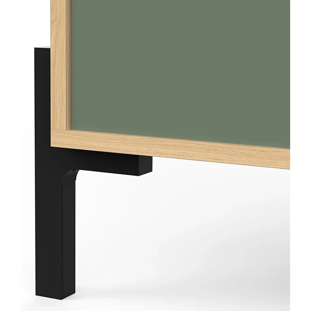 Meuble Vasque|Box & Beyond Meuble sous lavabo 2 portes bois naturel et vert 69 x 50 x 78 cm