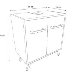 GoodHome Meuble sous lavabo à poser Ladoga L. 60 x H. 65 x P. 36 cm
