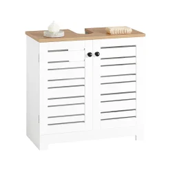 Meuble Sous Lavabo|Sobuy Meuble Sous Lavabo 2 étage 2 Portes Salle de Bain, BZR40-W,