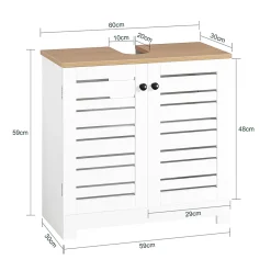 Meuble Sous Lavabo|Sobuy Meuble Sous Lavabo 2 étage 2 Portes Salle de Bain, BZR40-W,