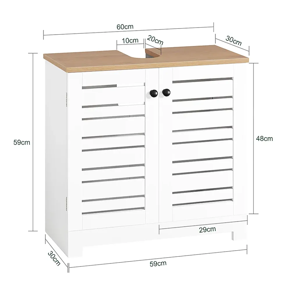 Meuble Sous Lavabo|Sobuy Meuble Sous Lavabo 2 étage 2 Portes Salle de Bain, BZR40-W,