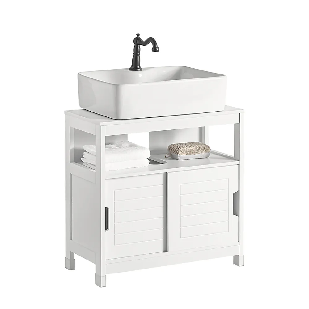 Meuble Sous-Vasque|Sobuy Meuble Sous Lavabo 1 étage et 2 Portes coulissantes, FRG128-W,