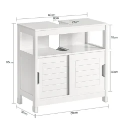 Meuble Sous-Vasque|Sobuy Meuble Sous Lavabo 1 étage et 2 Portes coulissantes, FRG128-W,
