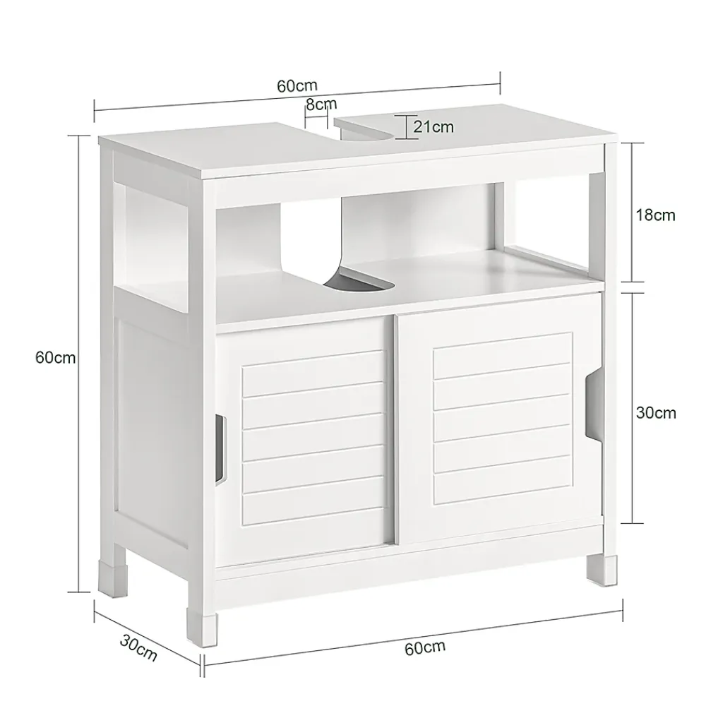 Meuble Sous-Vasque|Sobuy Meuble Sous Lavabo 1 étage et 2 Portes coulissantes, FRG128-W,
