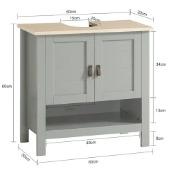 Meuble Sous Lavabo|Sobuy Meuble sous Lavabo avec 2 Portes et 1 Compartiment Ouvert, BZR69-HG,