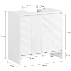 Sobuy Meuble sous Lavabo de Salle de Bain avec 2 Portes et 2 Étagères, Blanc, L60xP30xH61 cm, BZR157-W