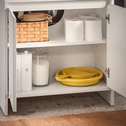 Sobuy Meuble sous Lavabo de Salle de Bain avec 2 Portes et 2 Étagères, Blanc, L60xP30xH61 cm, BZR157-W
