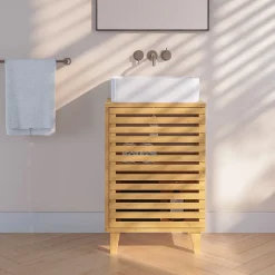 [En.Casa] Meuble sous lavabo Iveland bambou 60 x 40 x 30 cm en.casa