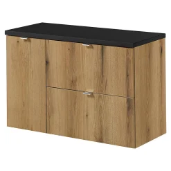 [En.Casa] Meuble sous lavabo NEWPORT 90 x 60 x 40 cm effet chêne noir en.casa