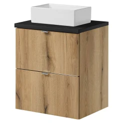 [En.Casa] Meuble sous lavabo NEWPORT 50 x 71 x 40 cm effet chêne noir en.casa