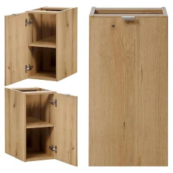[En.Casa] Meuble sous lavabo NEWPORT 90 x 60 x 40 cm effet chêne en.casa