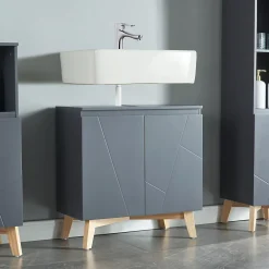 [En.Casa] Meuble sous lavabo Overath 60 x 60 x 30 cm gris en.casa