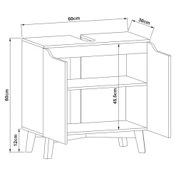 [En.Casa] Meuble sous lavabo Overath 60 x 60 x 30 cm gris en.casa