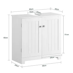 Meuble Sous Lavabo|Sobuy Meuble Sous Lavabo Salle de Bain à 2 étages 2 Portes, BZR18-W,