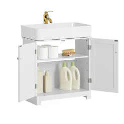 Meuble Sous Lavabo|Sobuy Meuble Sous Lavabo Salle de Bain à 2 étages 2 Portes, BZR18-W,