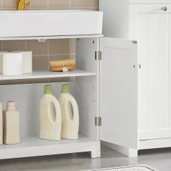 Meuble Sous Lavabo|Sobuy Meuble Sous Lavabo Salle de Bain à 2 étages 2 Portes, BZR18-W,
